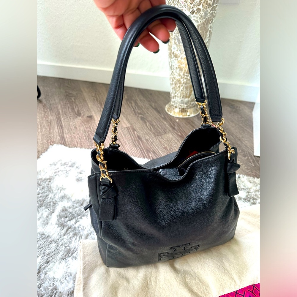 Tory Burch large black leather Hobo bag